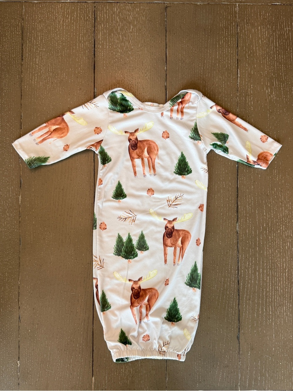 Bailey’s Blossoms Infant & Newborn Baby Boys’ Moose Woodland Print Sleeper Gown
